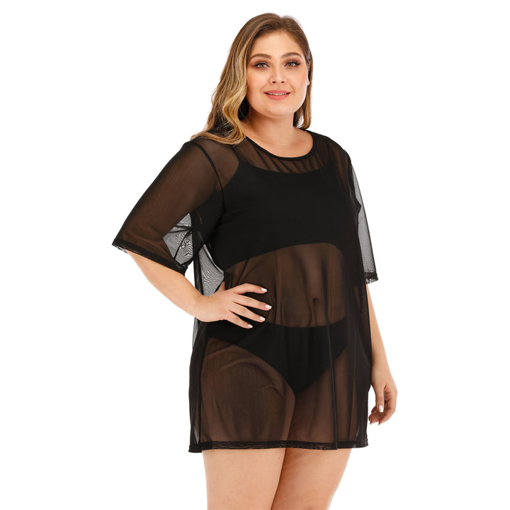 Damen transparenter Strandüberwurf mit weitem Schnitt Drune