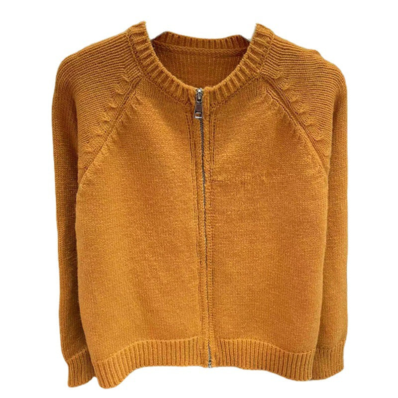 Damen Kuscheliger Cardigan mit Reißverschluss und breitem Rippabschluss Drune