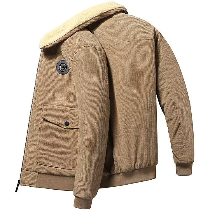 Herren Cord-Workerjacke mit Teddyfutter, Reißverschluss und Pattentasche Drune