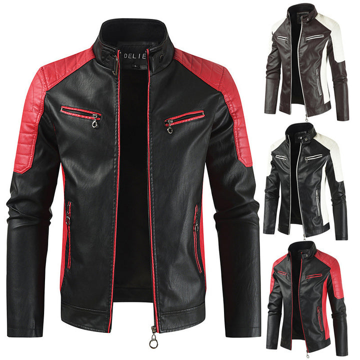 Herren Modische Bikerjacke mit Lederapplikationen Drune