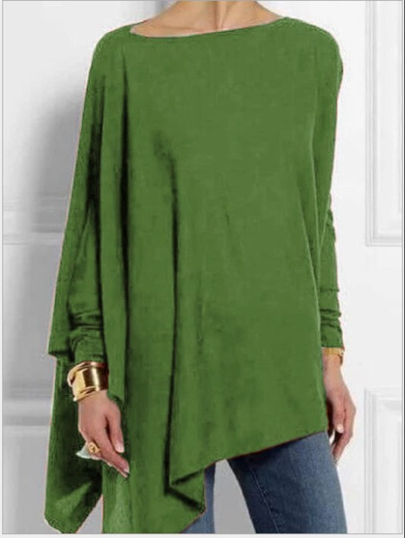 Damen nan drapierte Oversize-Tunika mit schrägem Zipfelsaum und weiten Fledermausärmeln Drune