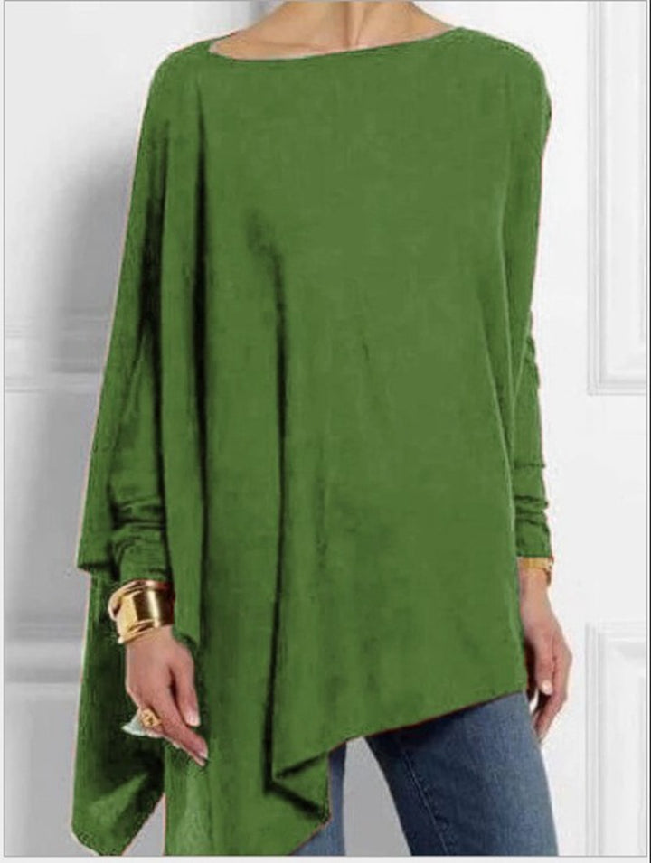 Damen nan drapierte Oversize-Tunika mit schrägem Zipfelsaum und weiten Fledermausärmeln Drune