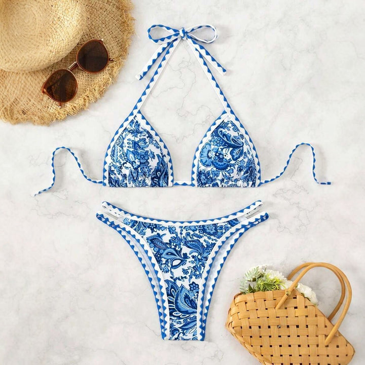 Damen Triangel-Bikini mit einzigartigem Paisleymuster und verstellbaren Trägern Drune