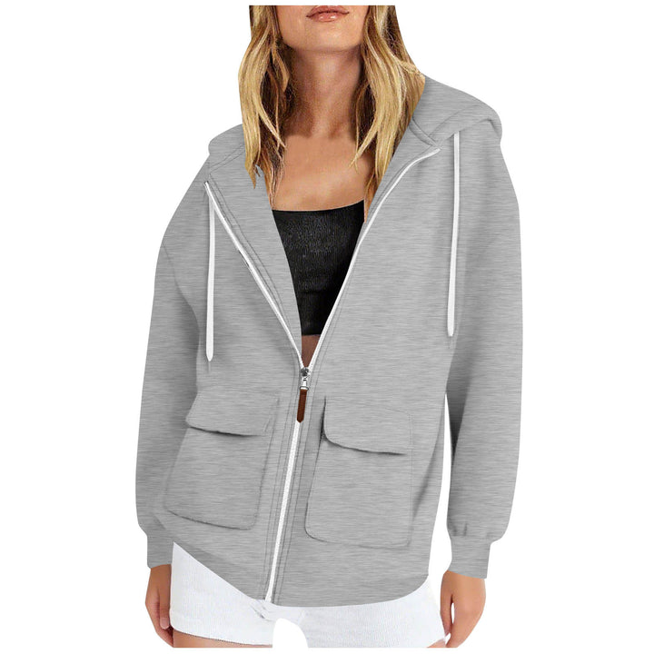 Damen lässige Kapuzenjacke mit großen Taschen Drune