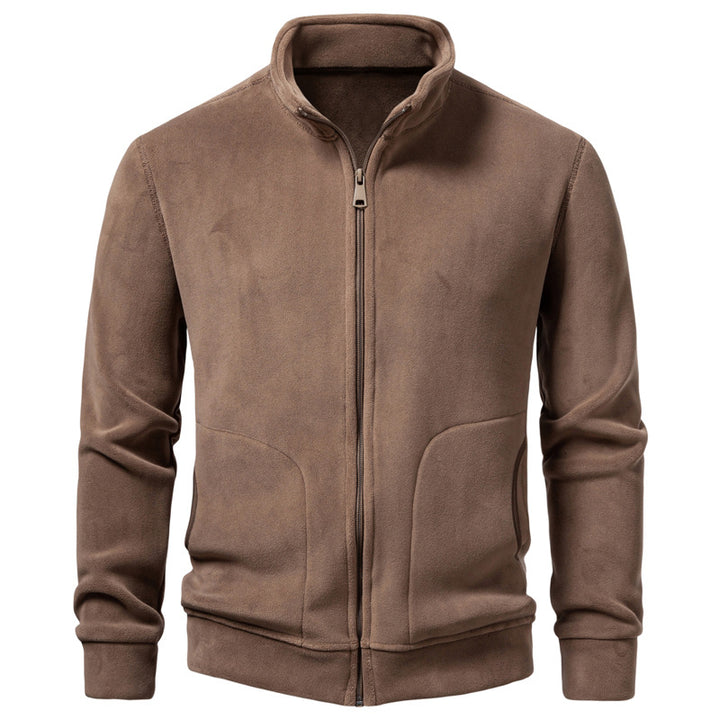 Herren Slim-Fit Fleecejacke mit Stehkragen, durchgehendem Reißverschluss und Eingrifftaschen Drune