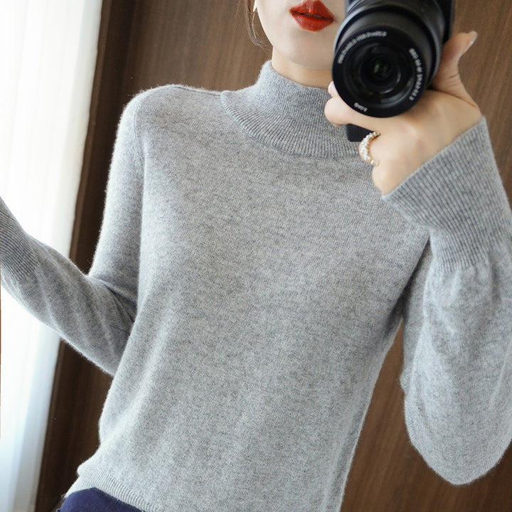 Damen Mockneck-Pullover aus flauschigem Angora-Mix mit legerer Ballonärmel-Silhouette Drune