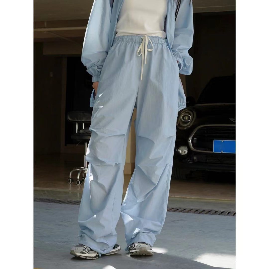 Damen Weite Nylon-Loungehose mit Tunnelzug und elastischem Bund Drune