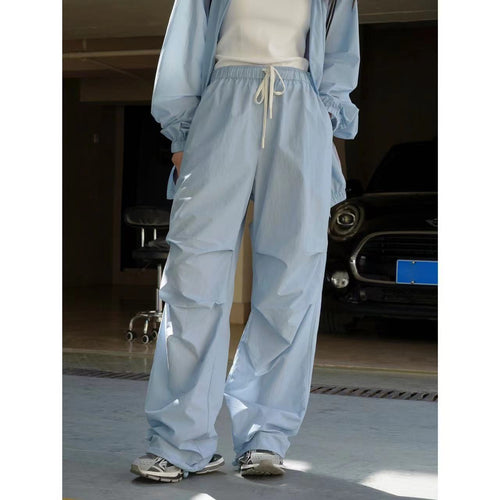 Damen Weite Nylon-Loungehose mit Tunnelzug und elastischem Bund Drune