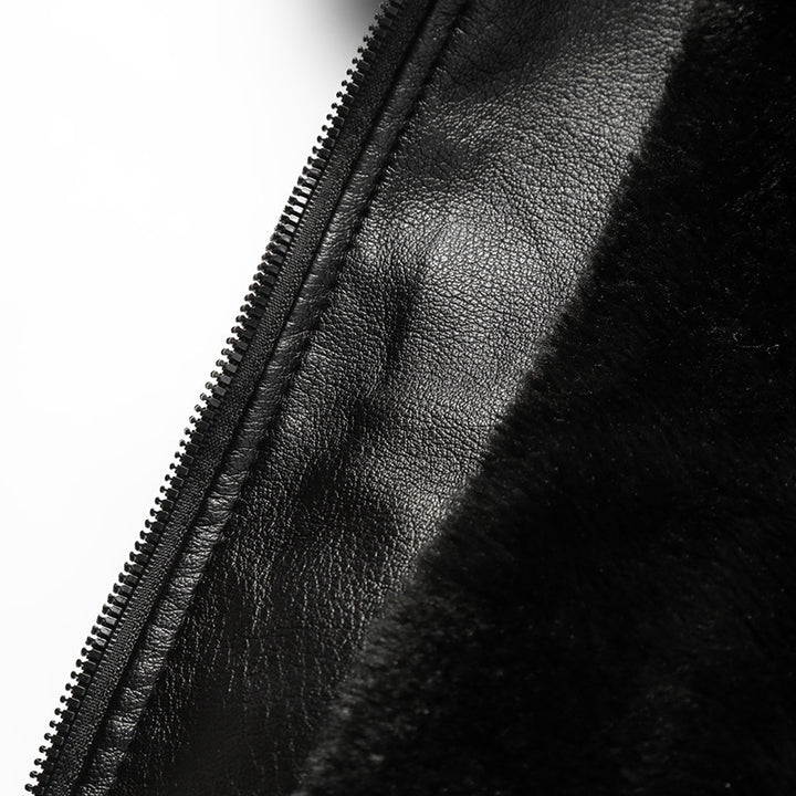 Herren warme Lammlederjacke mit gefüttertem Kragen Drune