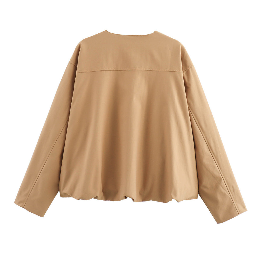 Damen lässige Steppjacke mit praktischen aufgesetzten Taschen und elastischem Bund Drune