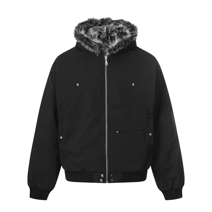 Herren Kurzboxy Bomberjacke im Aviator‑Look mit abnehmbarem Kunstfellkragen Drune