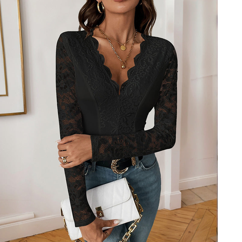 Damen Eleganter Spitzen-Bodysuit Drune
