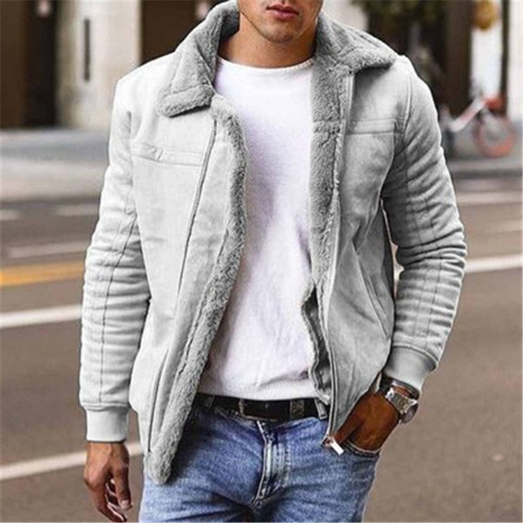 Herren Lammfellgefütterte Lederjacke im modernen Design Drune