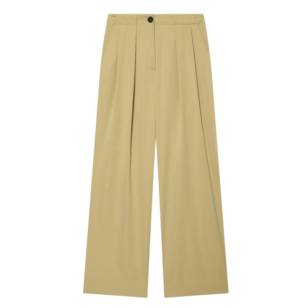 Damen Hochtaillierte Palazzo-Hose mit Bundfalten und seitlichen Eingrifftaschen Drune