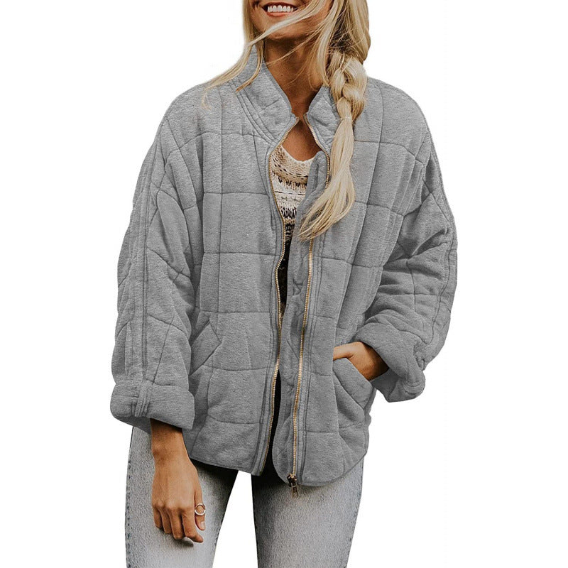 Damen Steppjacke im Oversized Schnitt mit Stehkragen und verdecktem Reißverschluss Drune