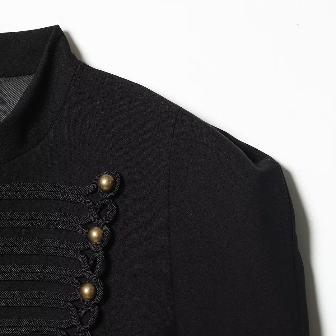 Damen Kurzjacke im Militärstil mit Kordel‑Applikation und Stehkragen Drune