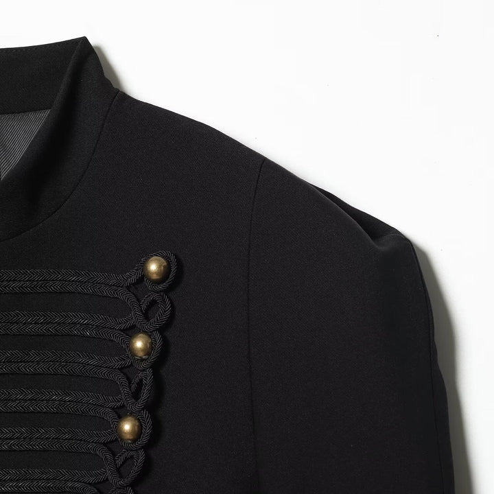 Damen Kurzjacke im Militärstil mit Kordel‑Applikation und Stehkragen Drune