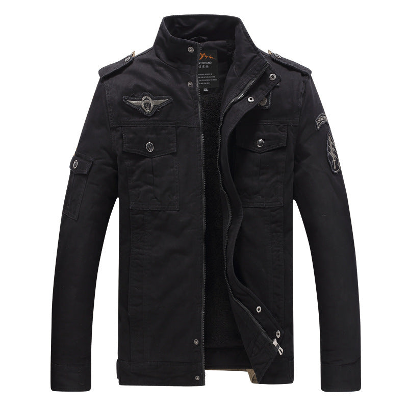 Herren Canvas-Fieldjacke mit Sherpa-Innenfutter, Utility-Taschen und Stehkragen Drune