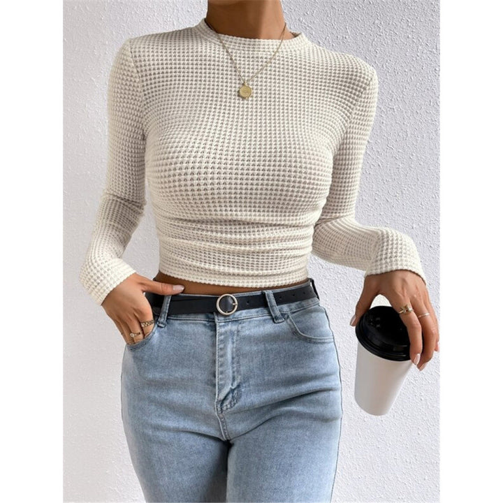 Damen Langarm-Crop-Top aus strukturiertem Jersey Drune