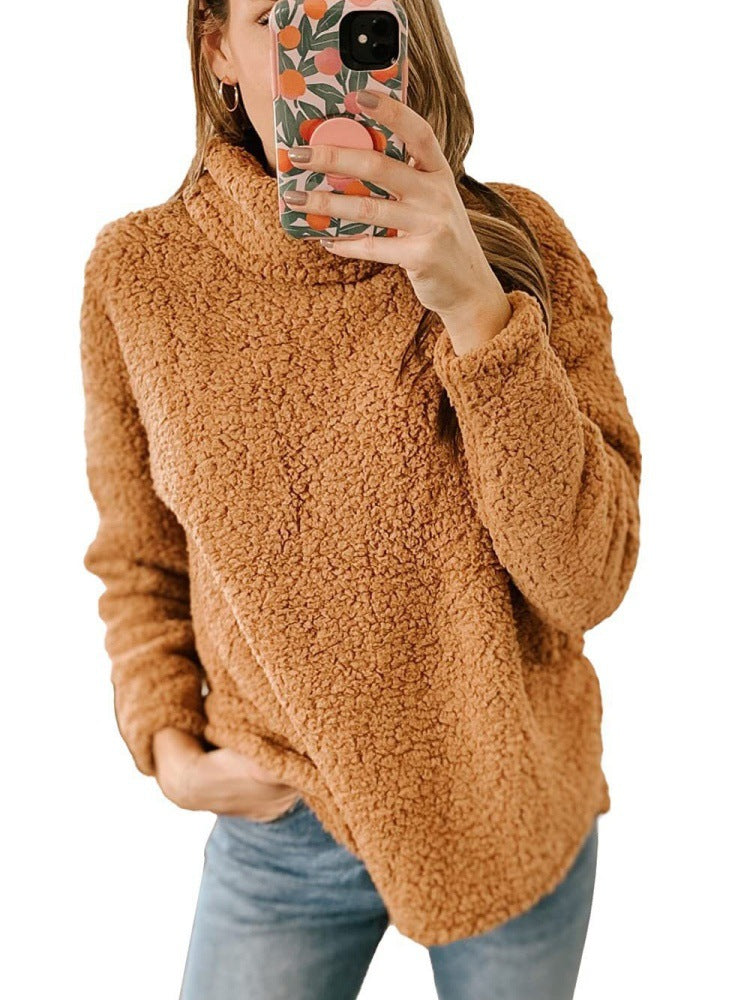 Damen Kuscheliger Fleece-Pullover mit hohem Kragen und strukturierter Oberfläche Drune