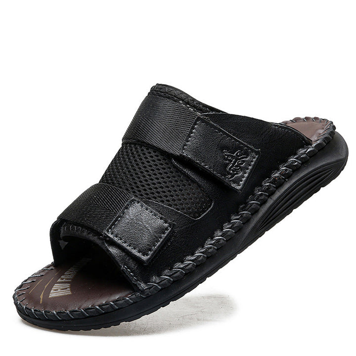 Herren Atmungsaktive Leder-Sandalen mit verstellbarem Klettverschluss Drune