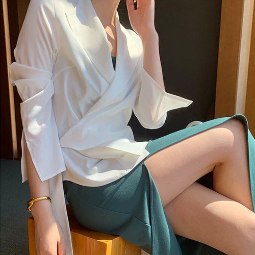 Damen eleganter Wickelblazer Drune