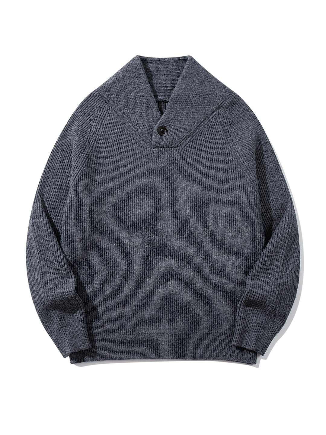 Unisex Gerippter Shawlkragen-Pullover mit Ein-Knopf-Detail Drune