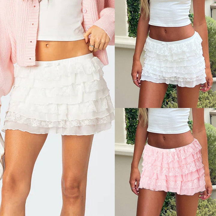 Damen Rüschenshort mit eleganter Spitzenverzierung Drune