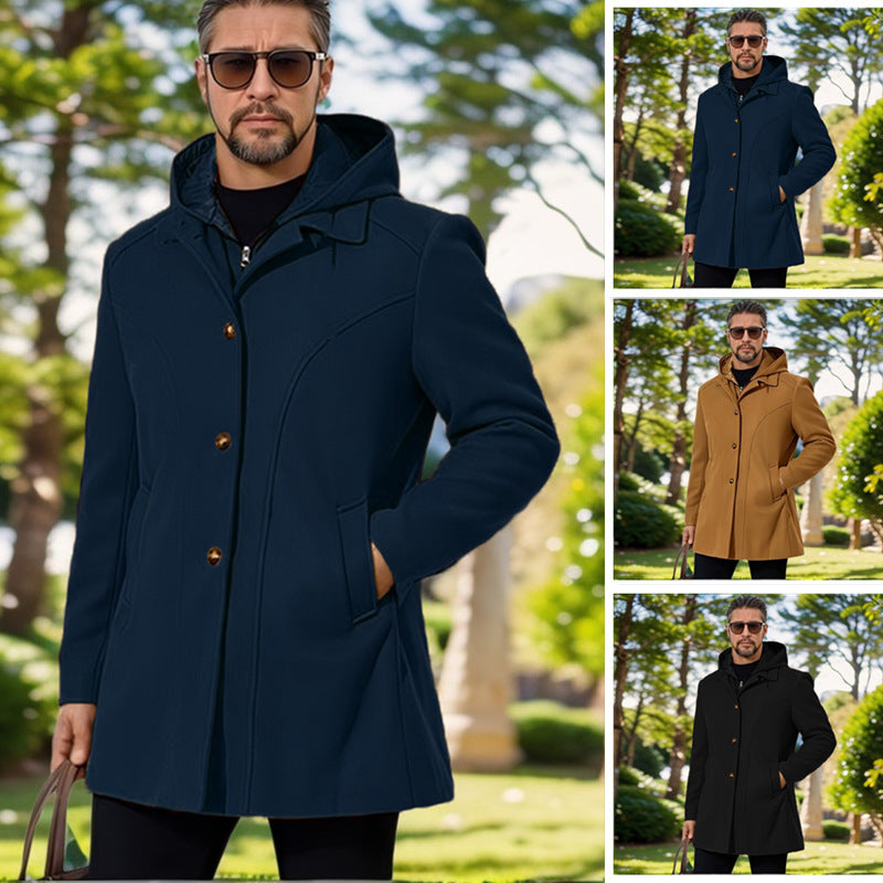Herren elegante Übergangsjacke mit Kapuze und ausgestellten Abnähern Drune