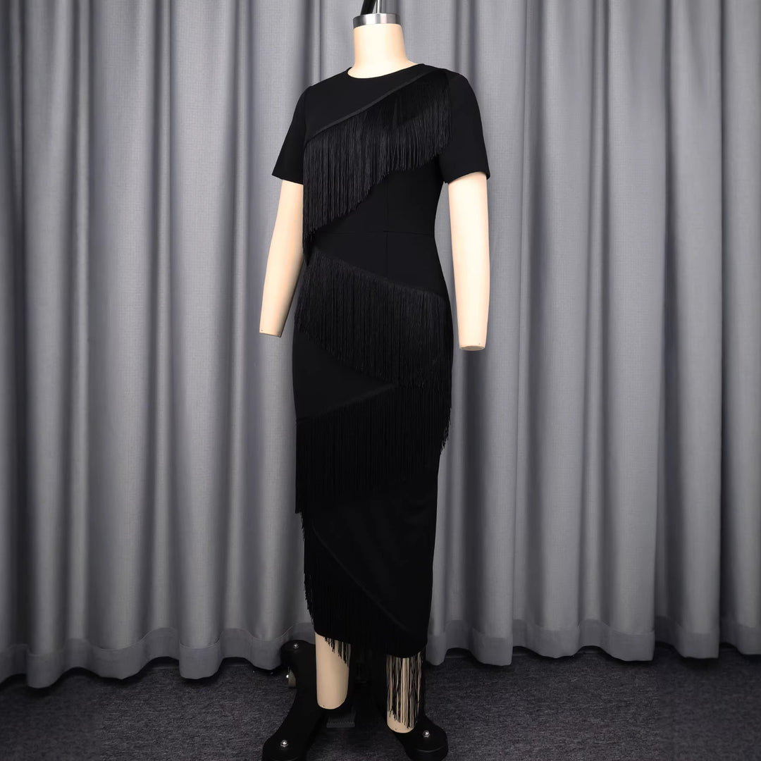 Damen Kleid mit Fransen-Detail Drune