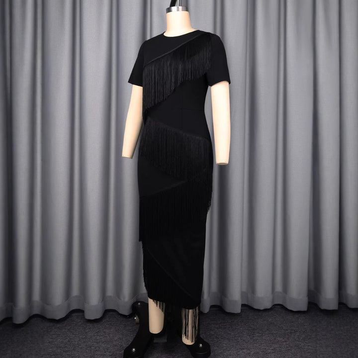 Damen Kleid mit Fransen-Detail Drune