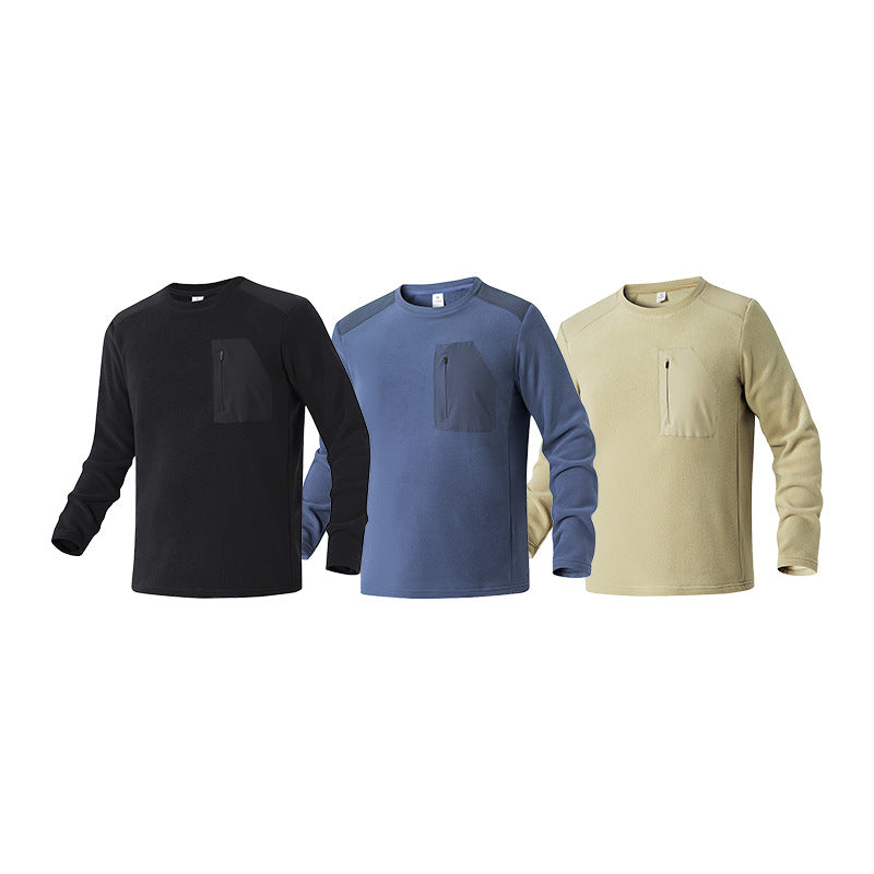 Herren Thermofleece-Pullover mit Brust-Reißverschluss und technischem Rundhalsausschnitt Drune