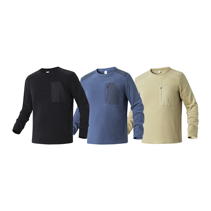 Herren Thermofleece-Pullover mit Brust-Reißverschluss und technischem Rundhalsausschnitt Drune