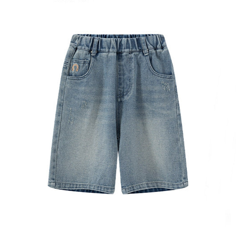 Jungen lässige Denim-Shorts mit kreativen Stickereien Drune