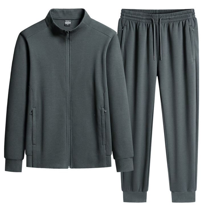 Herren Modernes Freizeit-Trainingsset aus Thermofleece mit Stehkragen‑Zipjacke & konischer Jogginghose Drune