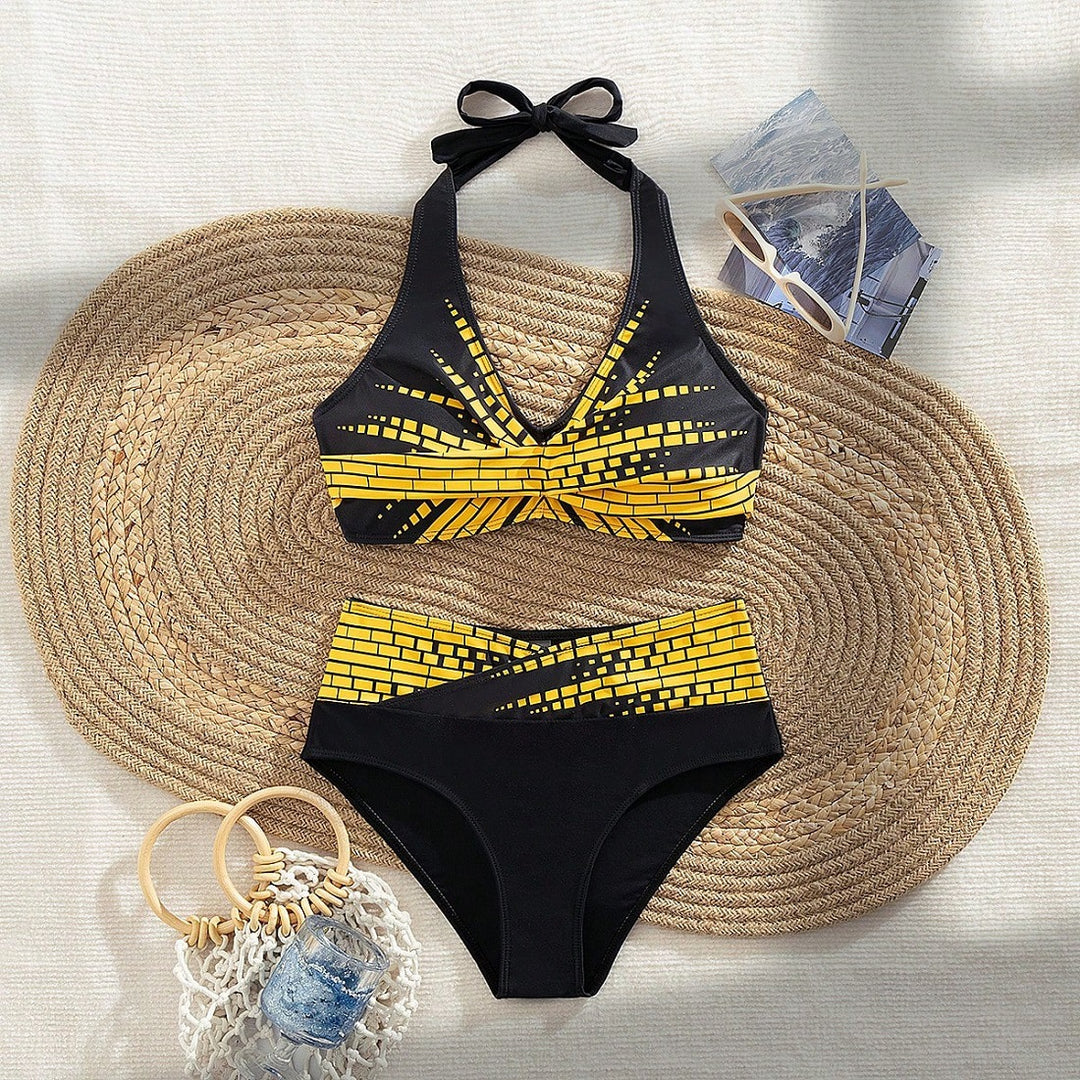 Damen Triangel-Bikini mit modischem Schnitt und graphischem Design Drune