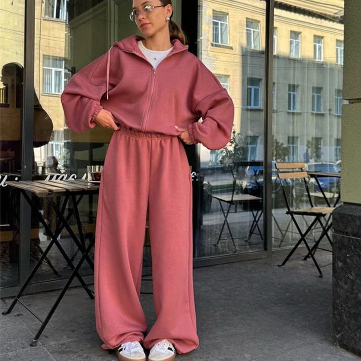 Damen Bequemer Kapuzenpullover und weite Jogginghose Set Drune