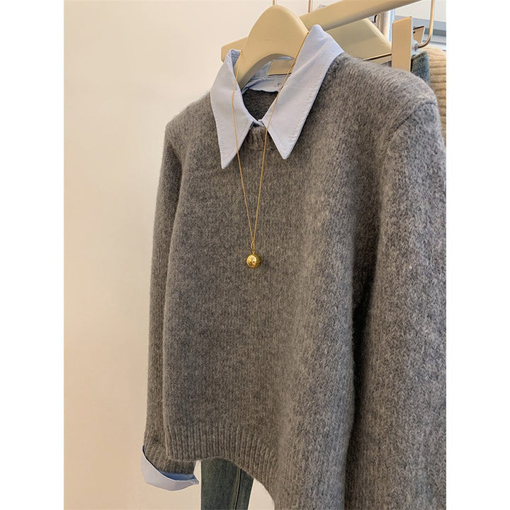 Damen Strickpullover mit stylischem Hemdkragen und modernem Schnitt Drune