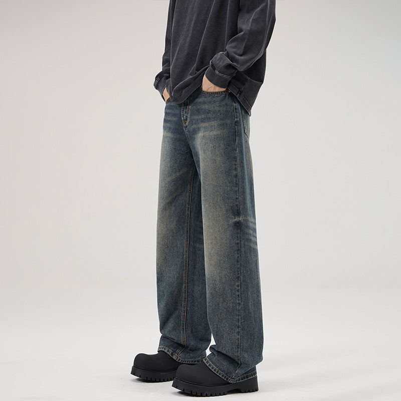 Herren Locker geschnittene Vintage-Denim Jeans mit extra weitem Bein Drune