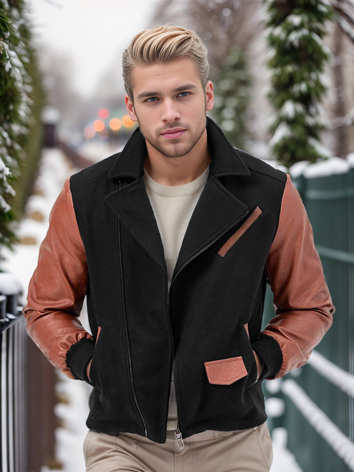 Herren modische Fleece-Kombijacke mit Lederakzenten Drune