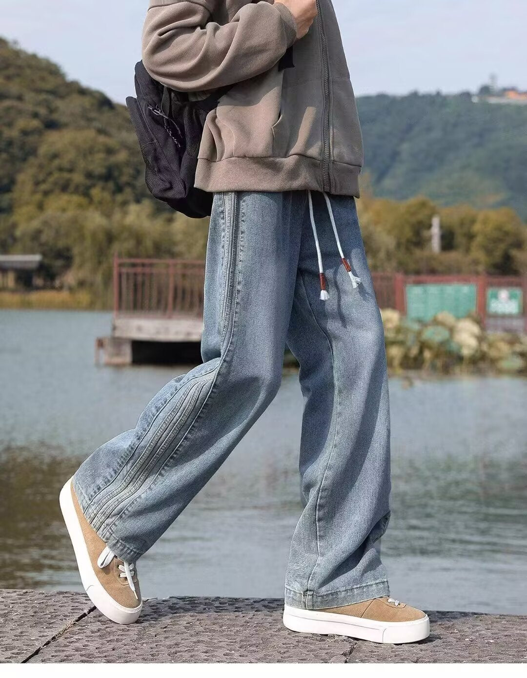 Damen Weitgeschnittene Jeans mit Details Drune