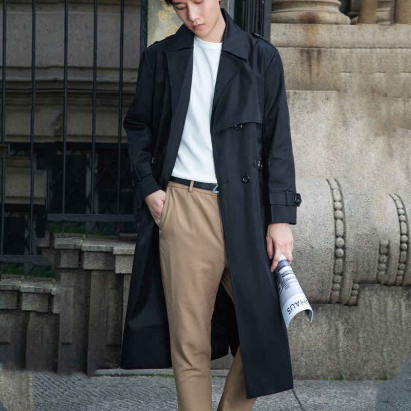 Herren Taillierter Trenchcoat aus wasserabweisendem Twill mit doppelreihiger Knopfleiste Drune