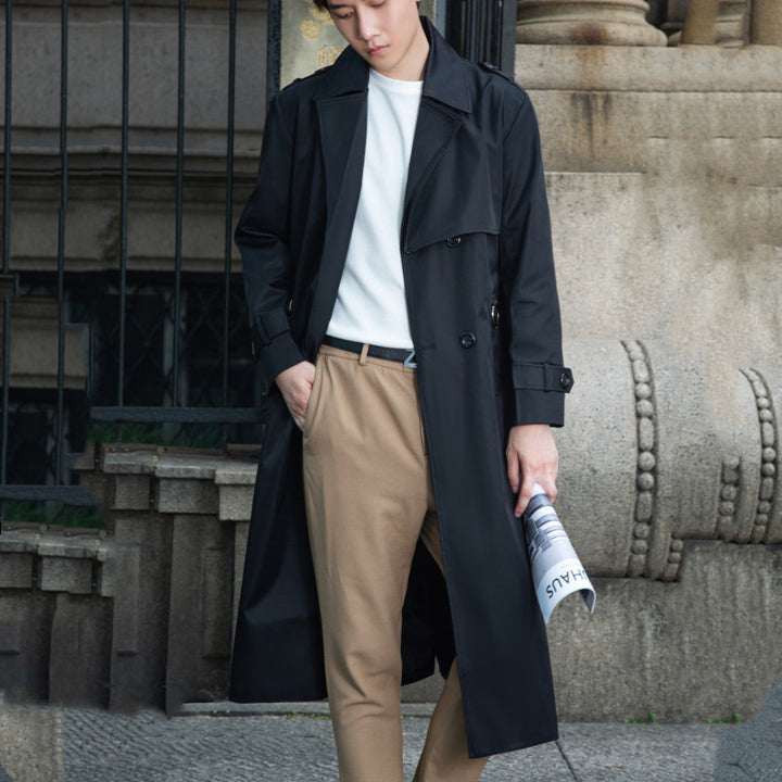 Herren Taillierter Trenchcoat aus wasserabweisendem Twill mit doppelreihiger Knopfleiste Drune