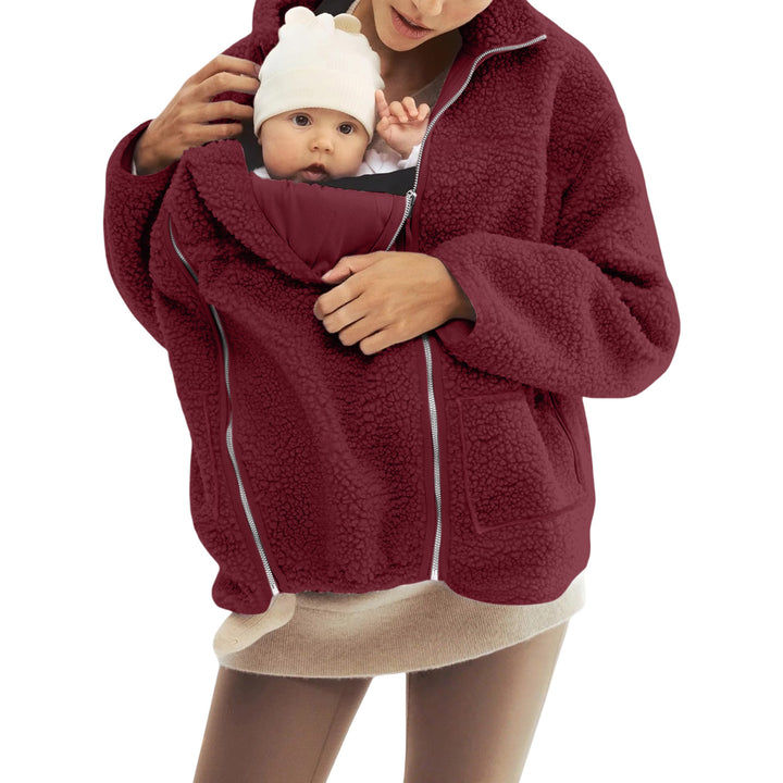 Damen nan oversized Teddyfleece Jacke mit Stehkragen und durchgehendem Reißverschluss Drune