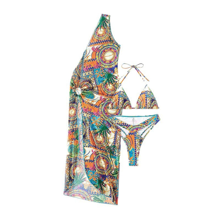 Damen Bikiniset mit Leopardmuster und transparentem Cover-Up Drune