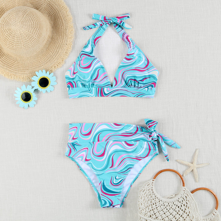 Damen Triangel-Bikini mit verstellbaren Bindebändern und floralem Design Drune