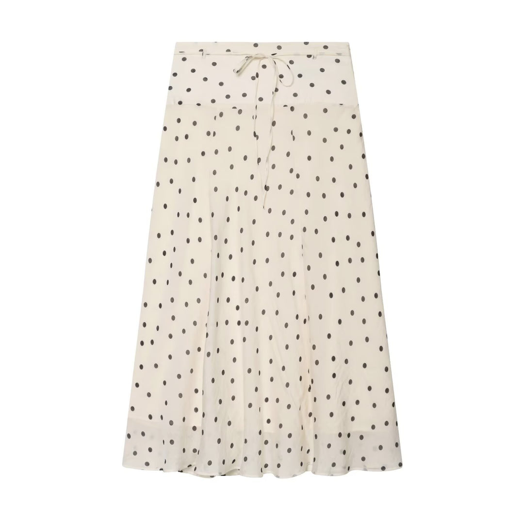 Damen Leichter Midirock mit hoher Taille, A‑Linie und Bindegürtel Drune