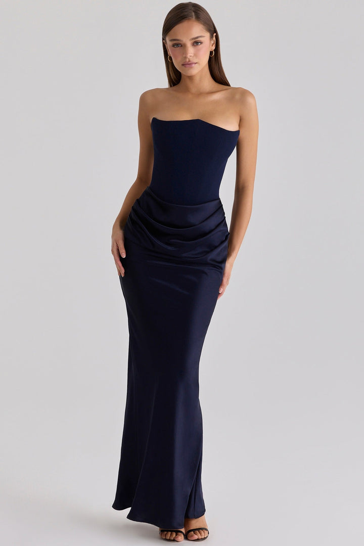 Damen Elegantes Abendkleid mit Herz-Ausschnitt und schimmerndem Oberteil Drune