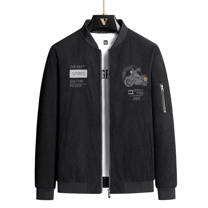 Herren Modische Bomberjacke mit stylischem Motorrad-Design Drune