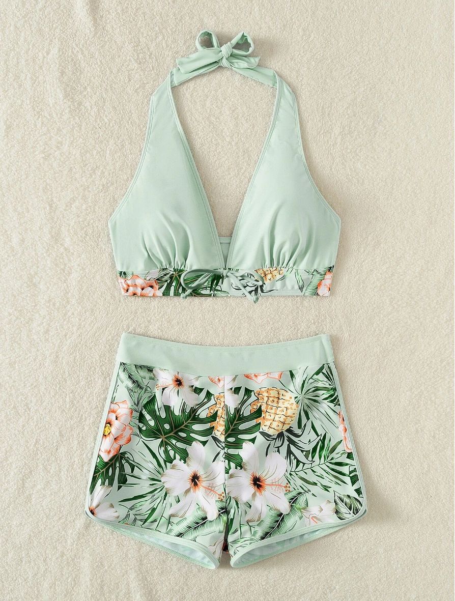 Damen Sportliches Bikiniset mit floralem Design Drune